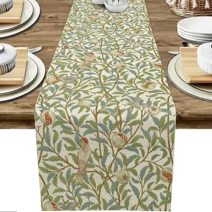 1pc Hermoso Telar De Mesa Vintage Con Floral De William Morris Decoración Para Comedor De Familia Fiesta De Vacaciones En La Cocina - 1