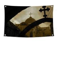 Bandera De La Cruz De Jerusalén 1pc Poliéster Para Exteriores Decoración De Habitaciones Estilo Aesthetic Con Cuatro Agujeros - details 4