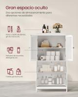 Armario de baño con gran espacio de almacenamiento, mueble con 2 cajones y 2 puertas, estante ajustable, versátil para cocina y almacenaje - details 2