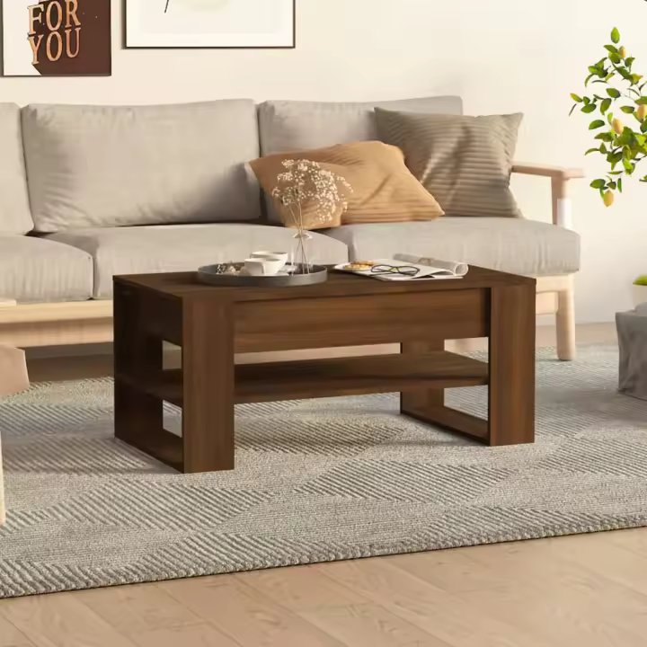 vidaXL Mesa de centro madera de ingeniería roble marrón 102x55x45 cm - 1