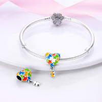 Encantos De Cocodrilo Plateado En Plata Con Dibujo Colorido Encantos Colgantes Para Pulseras Y Collares Joyería DIY - details 85