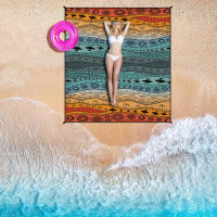 Tapete de playa bohemio, tapete impermeable y a prueba de humedad de secado rápido, tapete para pícnic al aire libre, manta para acampar, 180x220cm - details 0