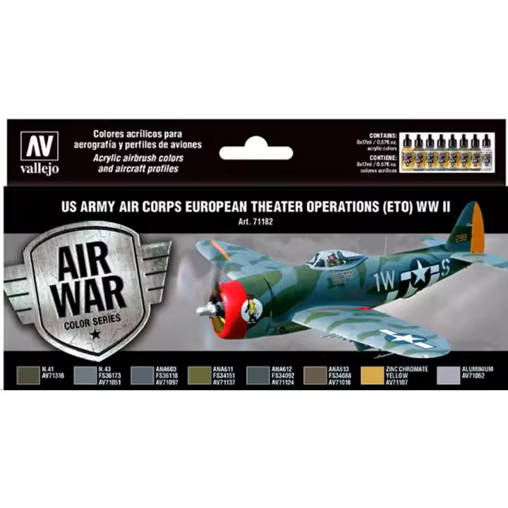 ACRYLICOS VALLEJO AIR WAR: US ARMY AIR CORPS EUROPAN THEATER WWII SET VALLEJO 71182 - CONJUNTO DE PINTURAS PARA MODELISMO - 1