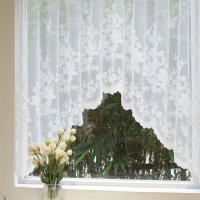 Cortinas Blancas De Encaje Transparente Con Flores Para Cocina Y Ventanas Pequeñas Con Ojo De Banda Para Decoración Del Hogar - details 3