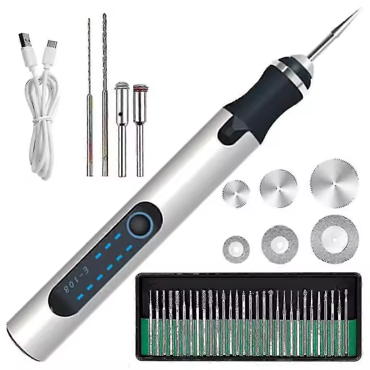 Bolígrafo de grabado eléctrico inalámbrico, mini bolígrafo de tallado, recargable de 300 mAh, regalo de G SY - 1