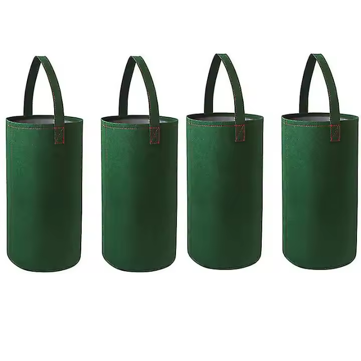 4pcs-upside Down Tomate Planter (Requiere plantas, suelo y fertilizante, no incluido) Mango colgante resistente Engrosado Paño de fieltro transpirable - 1