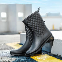 Botas De Lluvia Para Mujeres Negras De Mediana Longitud Antideslizantes Y Resistentes Al Desgaste Impermeables Ligeros Para Jardín - details 8