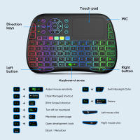 Teclado Inalámbrico Mini M9 BT&2.4G Con Retroiluminación 7 Teclas Tipo-C Ratón En Aire Remote Control Touchpad Para Android TV Box PC - details 1