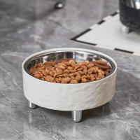 Tazón De Agua Con Ondas Para Mascotas Acero Inoxidable Estilo Moderno Y Sencillo Tazón De Comida Y Agua Para Gatos Interiores Forma Redonda - details 3