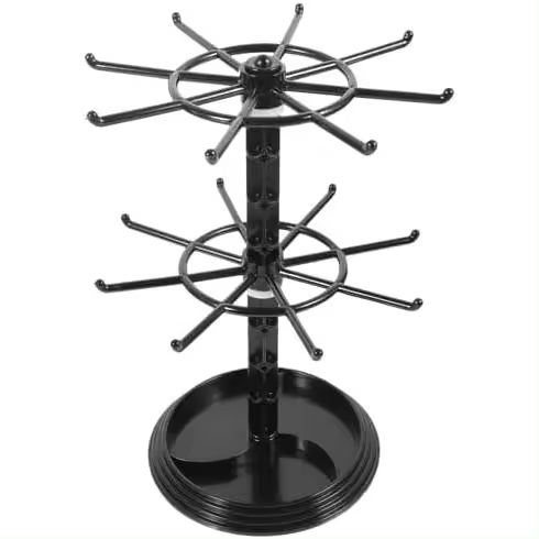Soporte para collares, organizador de joyas colgante de 2 niveles, soporte de metal para joyas y aretes, organizador giratorio para collares, pulseras y llaveros, soporte de exhibición giratorio con forma de árbol para mujeres y niñas. - 1