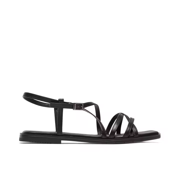 PORRONET SANDALIA PLANA DE PIEL DE TIRAS NEGRO VERONA  - SANDALIAS PLANAS DE TIRAS VERONA EN COLOR NEGRO - CIERRE MEDIANTE PULSERA AL TOBILLO CON HEBILLA - ELABORADAS EN PIEL -  MÁXIMA COMODIDAD Y CA - 1