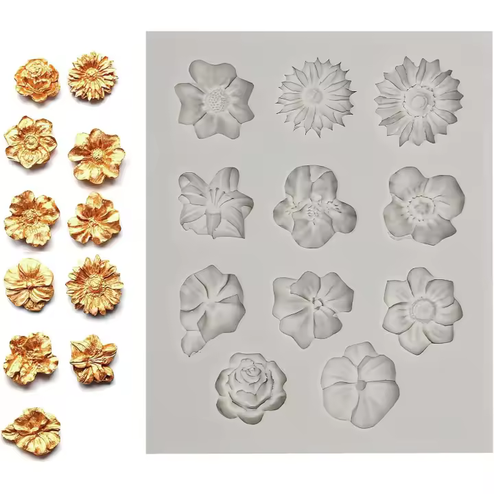Moldes de Silicona para Encaje 3D Moldes Reposteria Molde Reutilizables Silicona de Flores Molde de Silicona de Encaje, Antiadherente Moldes para Galletas Fondant Decoración de Tartas - 1