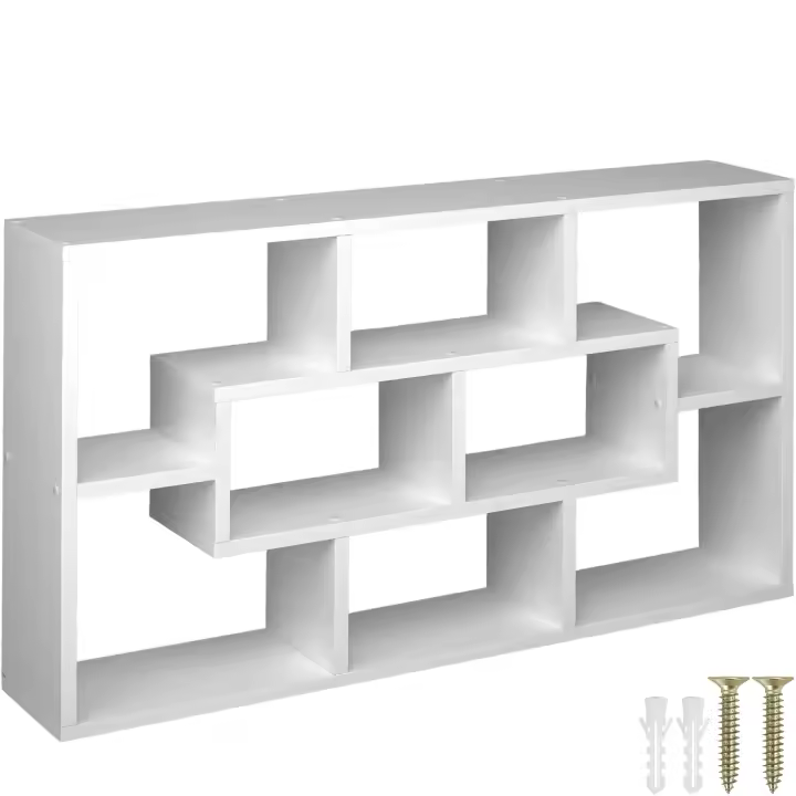Tectake - Estantería KASSANDRA, Estantería de buen gusto con ocho compartimentos, Construcción estable y segura, Adecuado para montaje en pared - 1