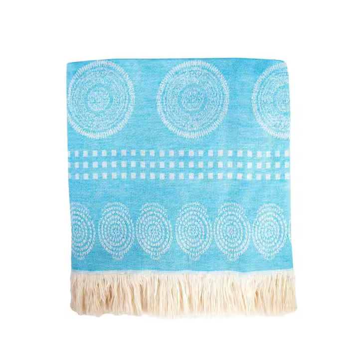 SUN & SURF Fouta de Playa Individual JACQUARD 100% Algodón 90x170 cm - Toalla Ligera y Versátil Tipo Pareo Ultra Suave Colores Suaves - 1