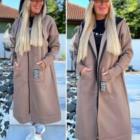 Nueva Chaqueta Larga Elegante Para Mujer 2025 Otoño Invierno Cálido Y Grueso Con Capucha Color Sólido Y Bolsillos De Terciopelo Chaqueta De Windbreaker - details 10