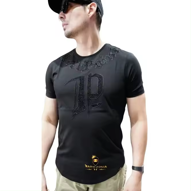 Camiseta Left Point Negra Pedrería Brillante LP - 1