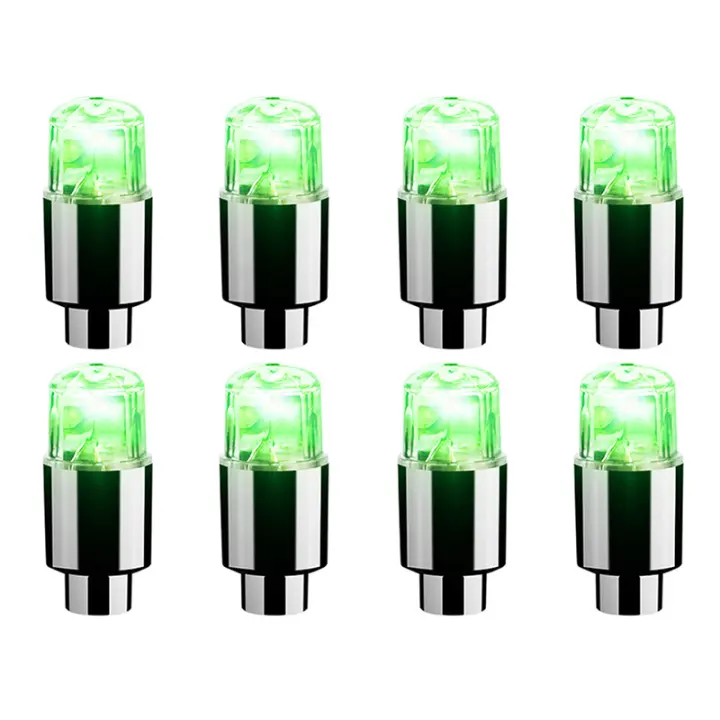 8Pcs Tapones De Válvula De Neumático Para Coche LED Coloridos Luces De Rueda Para Motocicleta Ciclismo Accesorios De Auto - 1