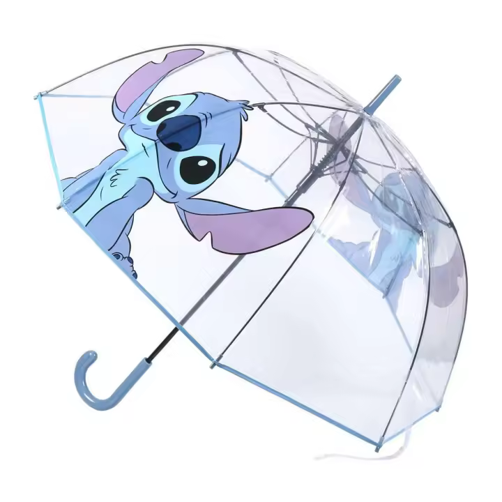 Disney, Paraguas Stitch para Adultos, 87 cm, Transparente, EVA, Forma de Burbuja, Manual, Mujer, Hombre, Kiglam - 1