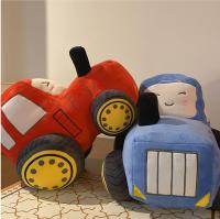 Coche de dibujos animados de peluche de juguete de simulación de tractor de granja almohada de peluche (azul) - details 2