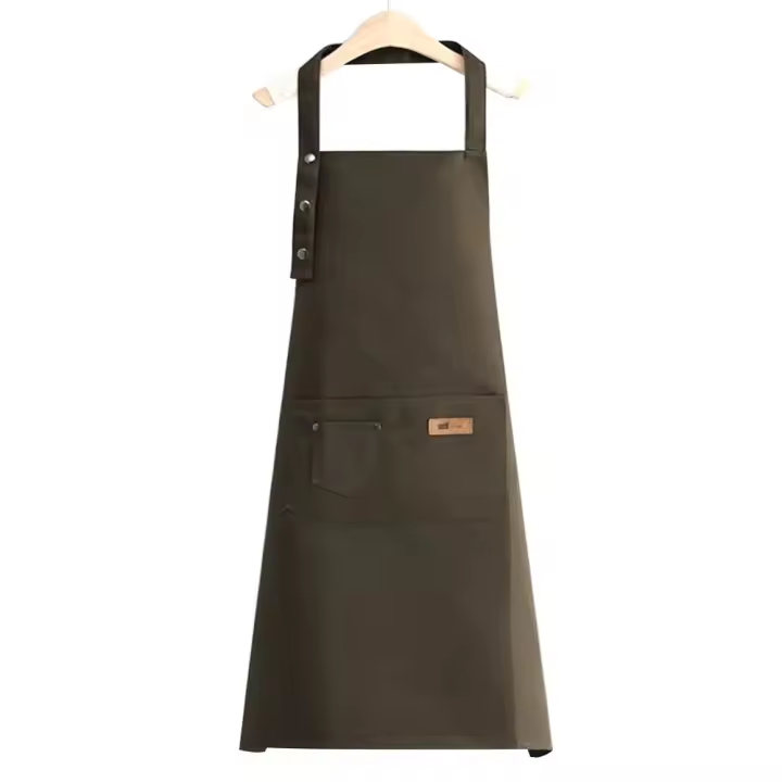 Delantal ajustable con pechera impermeable, resistente a las manchas, con dos bolsillos, para Chef de cocina, horneado, barbacoa - 1