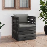 vidaXL Sillón de jardín con cojines madera de pino en color Rojo/Antracita/Taupé y más | acolchados duraderos para sofás de jardín terraza exterior - details 3
