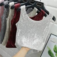 Chaleco De Noche Con Lentejuelas Para Mujer Estilo De Calle Blanca Brillante Poliéster Talla Regular Top De Verano 2022 - details 33