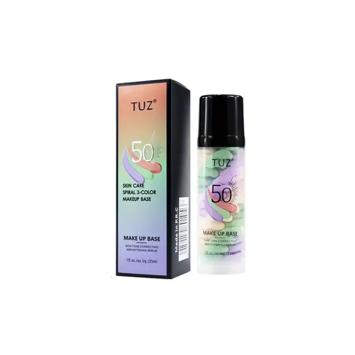 Prebase de maquillaje correctora de color TUZ 50, base de maquillaje iluminadora e hidratante, corrector líquido de larga duración, crema aislante de poros invisible - 1