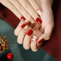 Juego De 24 Uñas Postizas De Acrílico Navidad Con Hojas Plateadas Falsas Uñas Cortas Francesas Adhesivas Removibles Para Fiesta - details 13