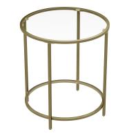 Mesa de centro de cristal y acero en dorado, decorativa, elegante para salón, diseño redondo y compacto - details 3