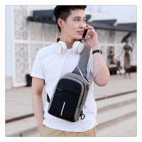 Bolsa De Hombro Pequeña Para Hombre Con Carga USB Impermeable Bolsa De Pecho Para Viaje Estilo Business Material Oxford - details 6