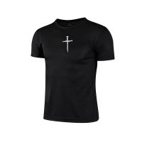 Camiseta Deportiva De Algodón Para Hombre Con Estampado Cruzado Alta Calidad Quickdry Manga Corta Para Gimnasio Y Entrenamiento - details 3