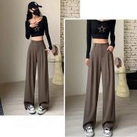 Pantalones Clásicos Para Mujer Estilo Coreano High Waist Pantalones Rectos Anchos De Oficina Moda Lady Pantalones Gris Talla Grande - details 5