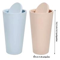 Mini Papelera De Coche Ecológica De Plástico Impermeable Para Oficina Y Hogar Organizador De Basura Redondo Portátil Para Interiores - details 0