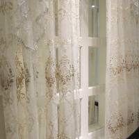 Cortina Decorativa De Bordado Soluble En Agua Europea Para Villa Lujo Cortina De Ventana Con Alta Ocultación Para Sala De Estar Dormitorio Comedor Material Poliéster Estilo Pastoral - details 2