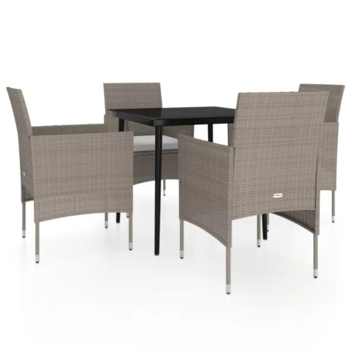 vidaXL Juego de comedor de jardín 5 piezas con cojines beige y negro - 1