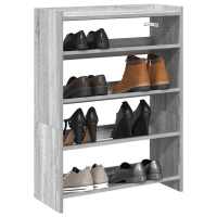 vidaXL Zapatero madera contrachapada 60x25x81 cm en color Roble ahumado/Roble Sonoma/Negro y más - details 6