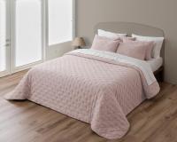 Colcha Alcohado Color Celeste Rosa Gris adecuado para vestir la cama todo el año,combinar con aulquier tipo de decoración - details 0