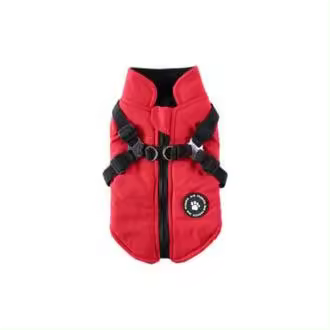 (L) Chaqueta de abrigo para perro con arnés para perros pequeños y medianos, chaqueta impermeable para perro, ropa acolchada cálida para perro, abrigo para cachorro. - 1