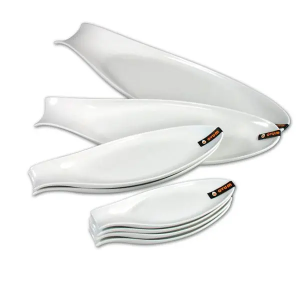 Crc Fuentes para Tapas de Porcelana Blanca Ovum - 4 Tamaños Diferentes para Menús Degustación, Hostelería y Cenas Elegantes - 1