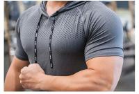 Sudadera De Carrera Para hombreQuick Drying Muscle Shirt Con Capucha Corta Para Gimnasio Y Entrenamiento Deportivo - details 17