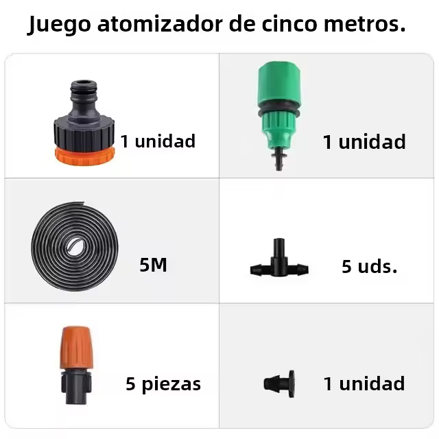 Kit De Riego Con Rojellones Automático Para Jardín 5M-20M Sistema De Mistificación Con Tubo PE 4/7 Y Conector - 1