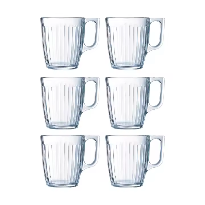 Luminarc GRAND CENTRAL Caja 6 Mugs Vidrio 25CL Transparente Brillo Fácil Limpieza Ecológico - 1