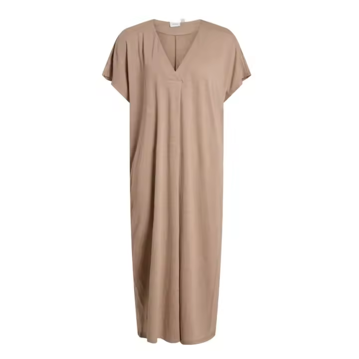 VIBRIELLE V-NECK S/S MIDI DRESS Savannah Tan - 1