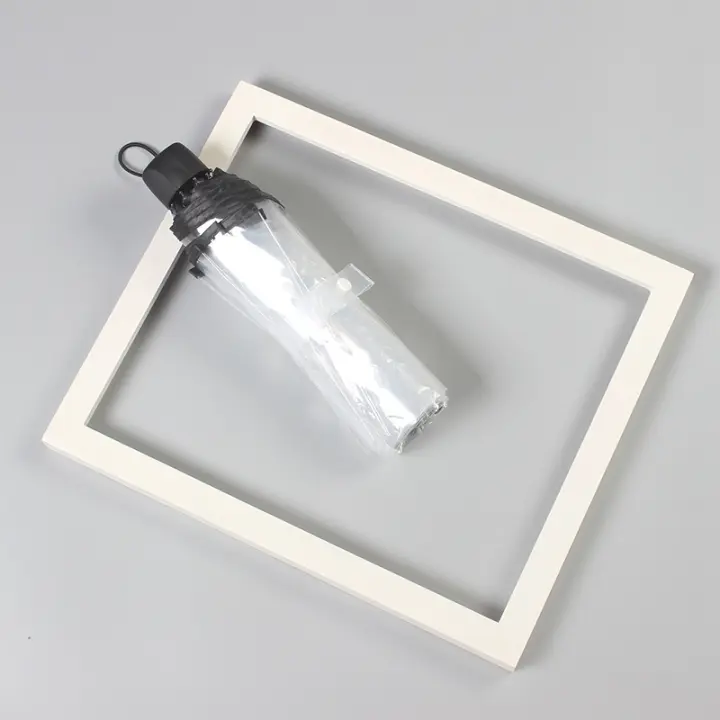 Paraguas plegable a prueba de viento para hombres y mujeres, apertura y cierre automático, compacto y resistente, paraguas plegable transparente, paraguas transparente de tres pliegues totalmente automático - 1