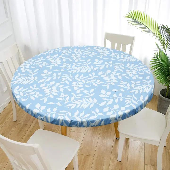 Mantel Redondo De Vinilo Con Borde Elástico Protección De Mesa Impermeable Y Resistente Al Aceite Para 35''-43"/43"-55'' Diámetro - 1