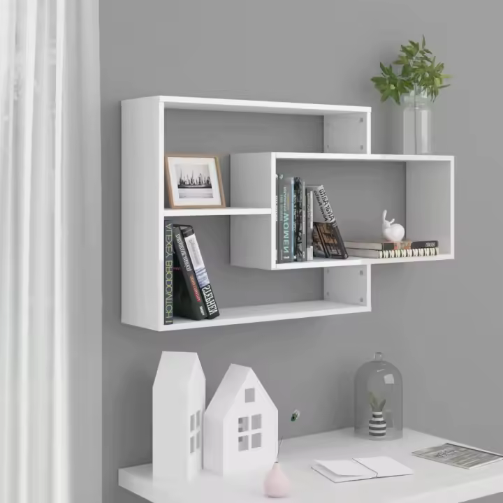 Estantes pared madera contrachapada blanco brillo 104x20x58,5cm - 1