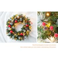 Wreath De Navidad Con Luces LED Simulación Berenjena Roja Decoración Xmas Para Puerta Ventana Y Pared 40cm Material PVC - details 8