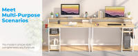 Escritorio de Ordenador con Soporte de Monitor, Escritorio de Oficina con Estantes de Almacenamiento Ajustables, Pequeño Escritorio Reversible para el Estudio, Beige - details 1