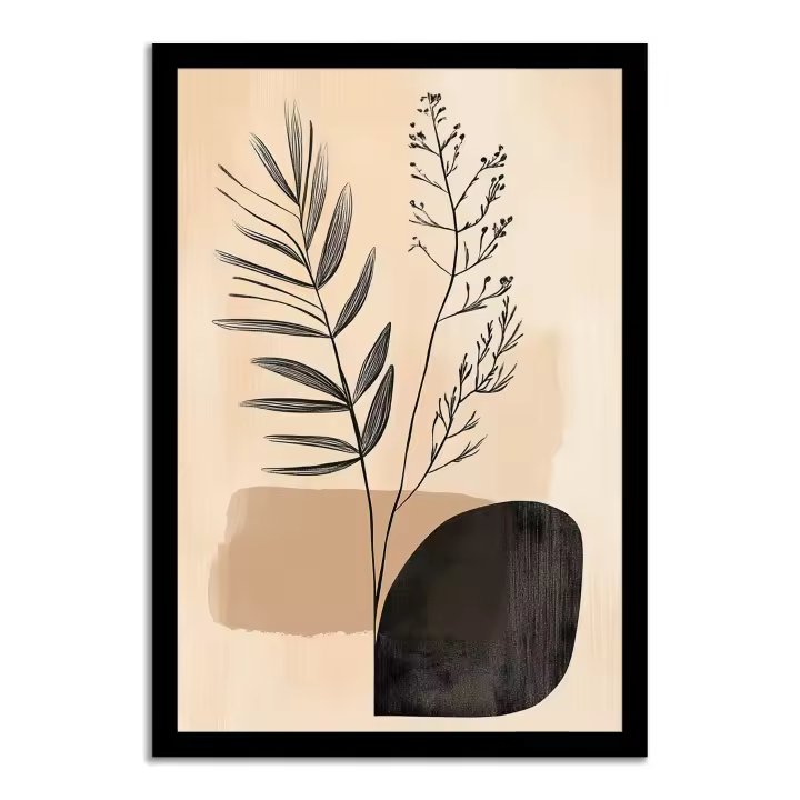 Cuadro de pared  con diseño abstracto en tonos tierra.  Arte de pared elegante - Cuadro para decoración del hogar - Incluye marco. Material de calidad excelente - Impresión de alta calidad - Diseñado e impreso en España - Fácil instalación. - 1