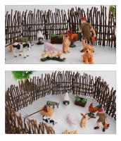 Juguetes DIY Para Niños Animales De La Granja Ponedero Valla Modelo Pastura Zoológico Figuras Captura Lobo Guardia De Acción - details 13